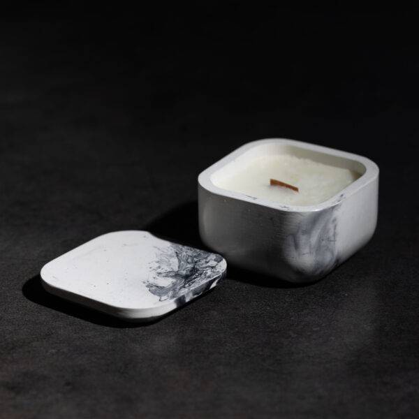 Bougie artisanale parfumée avec mèche en bois crepitante Boite à bijoux