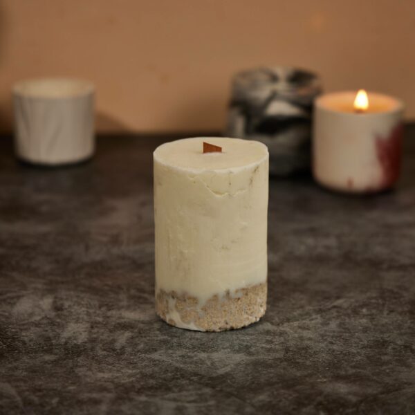 bougie sur beton, bougie sur pierre