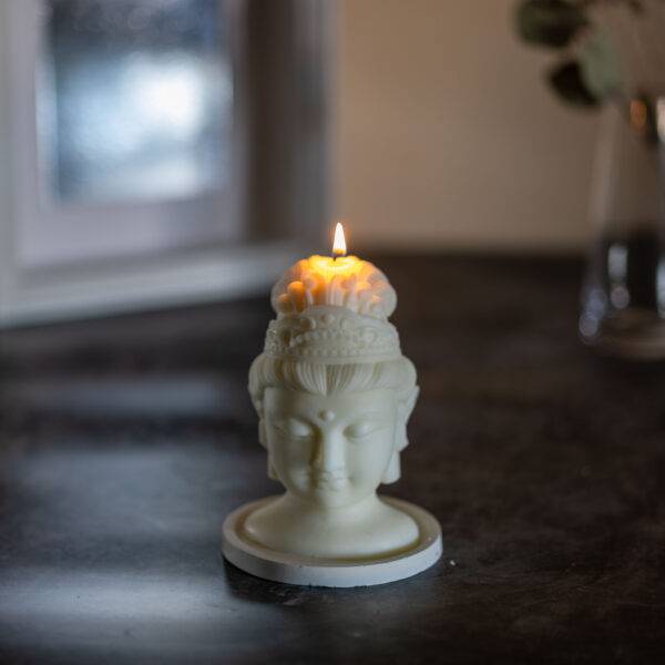 bougie en cire de soja tête de Bouddha
